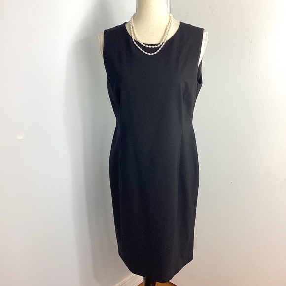 LAFAETTE 148 WOMAN SZ 10 BLACK SHEATH SHORT DRESS SLEEVELESS LINED CAREER FORMAL - Picture 1 of 14